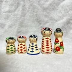 本荘こけし　斎藤祥子工人　こけし　5個セットのサムネイル