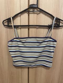 夏服 タンクトップ キャミソール インナー ストライプ パープル イエローのサムネイル