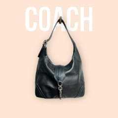 【美品】COACH　ショルダーバッグ　本革　黒　シルバー金具のサムネイル
