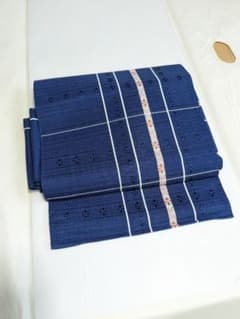 仙華ママ様専用　名古屋帯　格子柄　紺色のサムネイル
