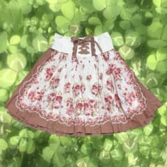 希少！姫系 LIZLISA系 花柄 総レース フリル スカート LIZLISA 希少 姫カジ ハイウエスト 花柄 レースアップ フレアスカート