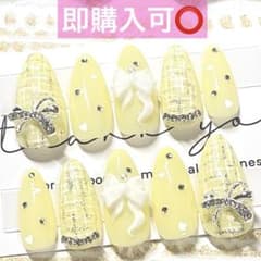 ネイルチップ現品オーダー量産型フレンチガーリースナ系ツイードワン