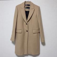 【極美品】ZARA 高級生地マンテコ　ベルテッドコート キャメル ファー 極美品 ZARAマンテコ チェスターコート キャメル s - メルカリ