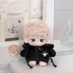 10cm 着せ替え ぬい服 小さい ハート パーカー 黒 推し活-A151202