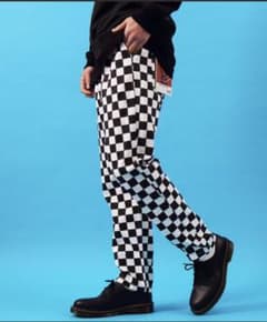 シェフパンツ チェッカーフラッグ チェック ホワイト×ブラックのサムネイル