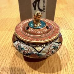 九谷庄三 九谷焼 香炉 金襴手赤絵人物花鳥文三足 狛犬 三脚香炉 - メルカリ