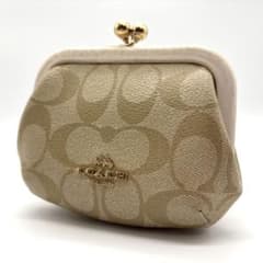 COACH ベージュ がま口コインケース お財布 シグネチャー PVC | Mercari