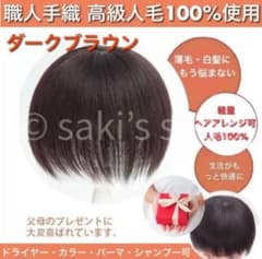 高級人毛100% 職人手織 部分ウィッグ　白髪　薄毛 抗がん剤治療　ウィッグのサムネイル