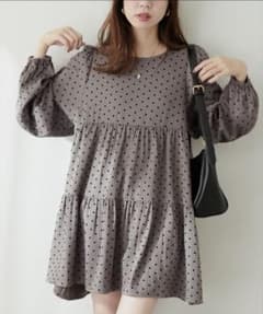 natural couture フロッキードットティアードチュニックのサムネイル