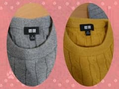 グレー UNIQLO ユニクロ ケーブルニット メンズMのサムネイル