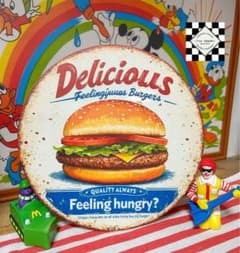 ハンバーガー② ブリキ看板 アメリカン雑貨　アメリカンダイナー　USA