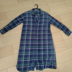 チェック柄 ロングシャツワンピース 長袖のサムネイル