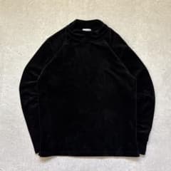 vintage ベロア モックネック プルオーバー トップス シンプル 黒 M