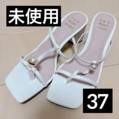 TOO MANY SHOES 37 진주 장식 뮐 샌들 스퀘어 투