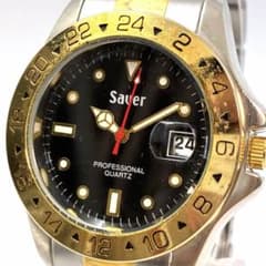 ⭐︎新品電池 稼働⭐︎Saver メンズ 腕時計 クォーツ デイトコンビ 