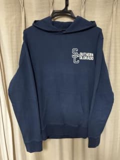 Champion パーカー Lサイズ ネイビー 染み込みプリント フェードのサムネイル