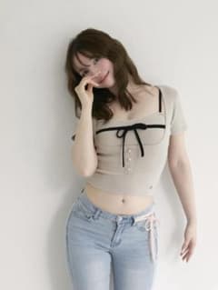 トップス andmary Natalie ribbon set beige AM0637A Natalie ribbon set andmary アンドマリー - メルカリ