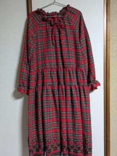 キ*ィ様 ピンクハウス レッド系チェック ティアードロングワンピース キ*ィ様 ピンクハウス レッド系チェック ティアードロングワンピース