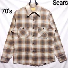 70s Searsオンブレ シャドー チェック ネルシャツ 茶2 カートコバーン 70s Searsオンブレ シャドー チェック ネルシャツ 茶2 カート