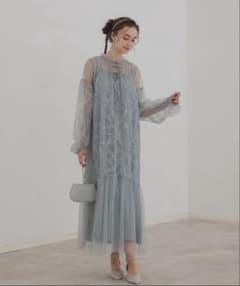 リボン刺繍ギャザードレス Dorry Doll 水色 niana - メルカリ