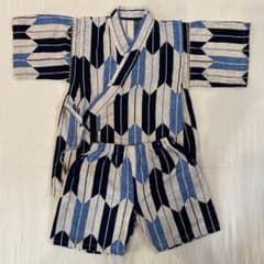 甚平 100cm 男の子 矢絣柄 ブルー系 上下セットのサムネイル