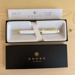 【美品】CROSS ボールペン ホワイト×ゴールドカラー 専用ケース付きのサムネイル