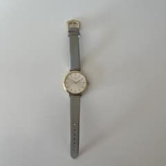 ete グレーレザー 腕時計　文字盤ゴールド　アナログ　　used品　付属品なし
