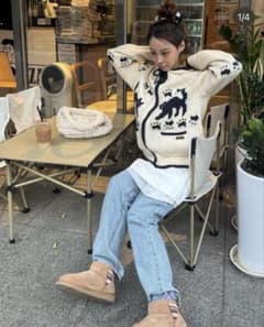 Fallett✴︎ファレット✴︎ 猫柄　ニットフードアウターのサムネイル