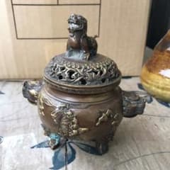 中国 骨董 銅香炉 獅子 野獣足 時代物 「大明宣徳」刻印 中国 骨董 銅香炉 獅子 野獣足 時代物 「大明宣徳」刻印 - メルカリ