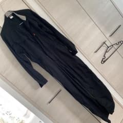 綿100つなぎＬＬサイズ黒のサムネイル
