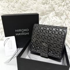 極美品 ヒロコハヤシ GIRASOLE ジラソーレ 二つ折り財布 ブラック 本革