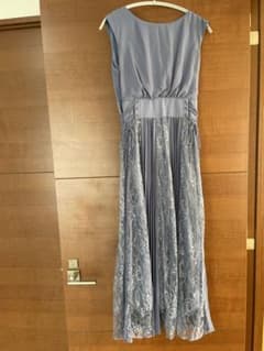 レース切り替え プリーツロングワンピース ドレスのサムネイル