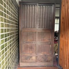 昭和レトロ 木製水屋箪笥 格子戸 古民具 アンティーク 和家具 大型収納