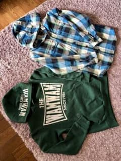 gap 160 シャツパーカー　wamwam 160 パーカー　二枚セットのサムネイル