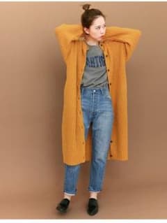 【ringo様専用】KBF モヘア2WAYロングカーディガン イエローのサムネイル