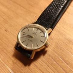 【ジャンク】OMEGA デビル レディース クォーツ 腕時計 黒レザーのサムネイル