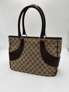 【美品】GUCCI グッチ GGキャンバス トートバッグ ハンドバッグ ブラウンのサムネイル