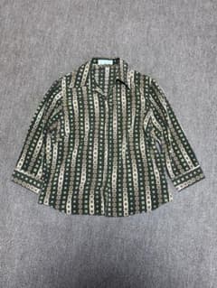 【美品】I.STONE AOYAMA 幾何学模様 長袖シャツ 個性的 レトロのサムネイル