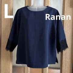 Ranan 五分袖トップス ネイビー レース切替 L - メルカリ