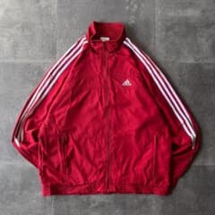 00s adidas ナイロンジャケット 刺繍ロゴ 赤 L A745 3本ライン - メルカリ