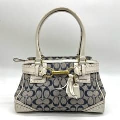 ✨美品✨コーチ COACH ネイビーデニムシグネチャーハンドバッグ 