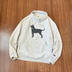 ブラックドッグ黒犬プリントスウェット古着リバースタイプXSメンズレディースok灰