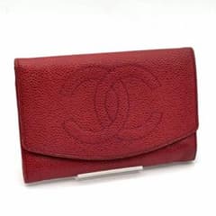 CHANEL シャネル デカココ キャビアスキン 長財布 レザー 赤 レッド