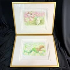 匿名配送/限定版画】土田穣/ジクレー額装/お気に入りの草原/おたずねし