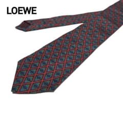 ♥️LOEWE♥️ ロエベ ネクタイ シルク100% 総柄 ダイヤ柄 ボルドー
