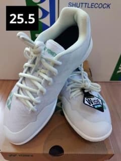 25.5㎝　エアラス　新品未使用　YONEX　バドミントン　シューズ YONEX バドミントンシューズ エアラスZワイド W/グリーン 25.5 - メルカリ