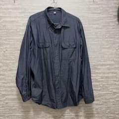GU 長袖シャツ デニム風 ネイビーのサムネイル