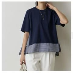 25ss⭐︎ビアズリー ストライプコンビカットソー ネイビー ゆったり
