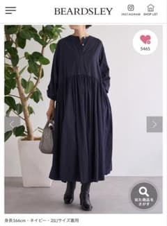 BEARDSLEY ネイビー ギャザーワンピース 2(L)サイズ - メルカリ