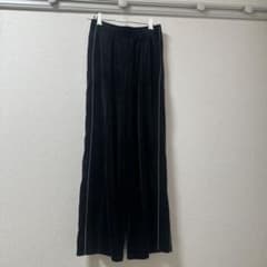 ベルベット ストライプ ワイドパンツ 黒のサムネイル